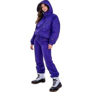 Vintage 90s Jupa Purple Ski Set 2-Piece Jacket Pants Retro Snowsuit Size 8